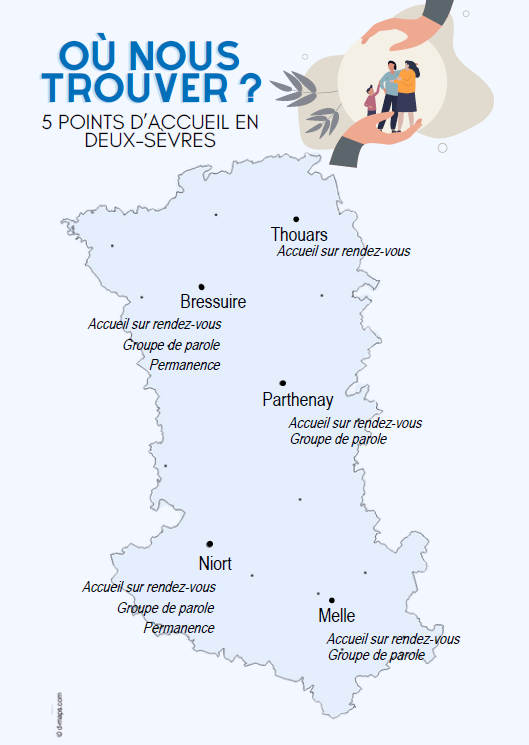 carte des lieux d'accueil en deux-sèvres