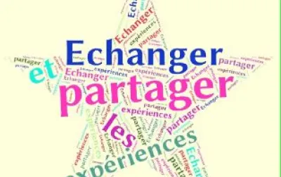 inscriptions échanger partager expériences sur fond d'étoile
