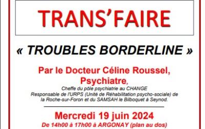 Conférence "Trans'faire: les troubles borderline"