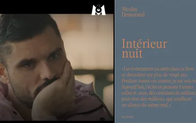 Montage d'une photo de Manaudou tel le penseur et de la couverture du livre Intérieur Nuit de Nicolas Demorand